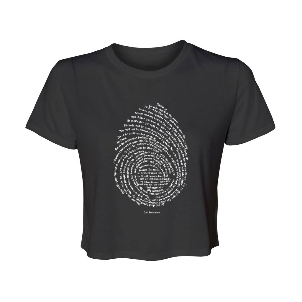 Psalm 91 god's Fingerprint women cropped tee Black